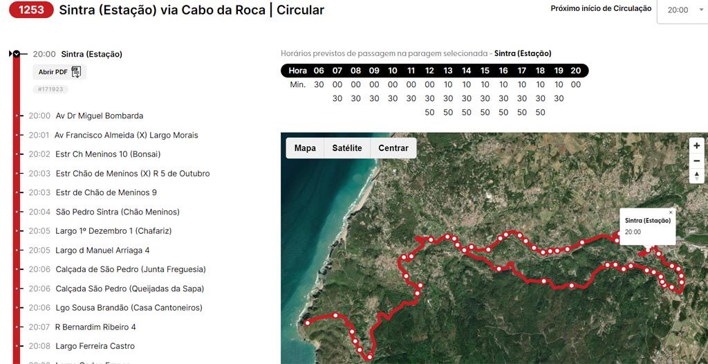 Bus 1253 de Sintra al cabo da Roca