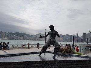 Estatua de Bruce Lee, en Hong Kong