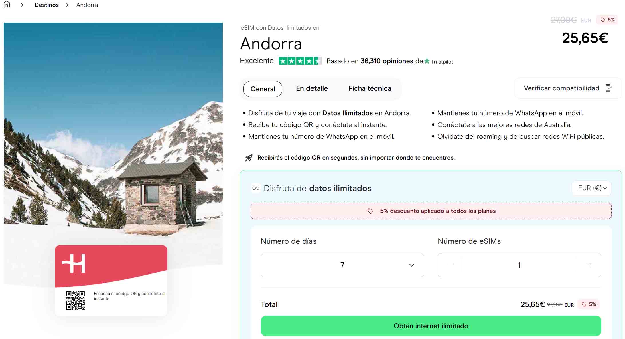 Internet con HolaFly para Andorra