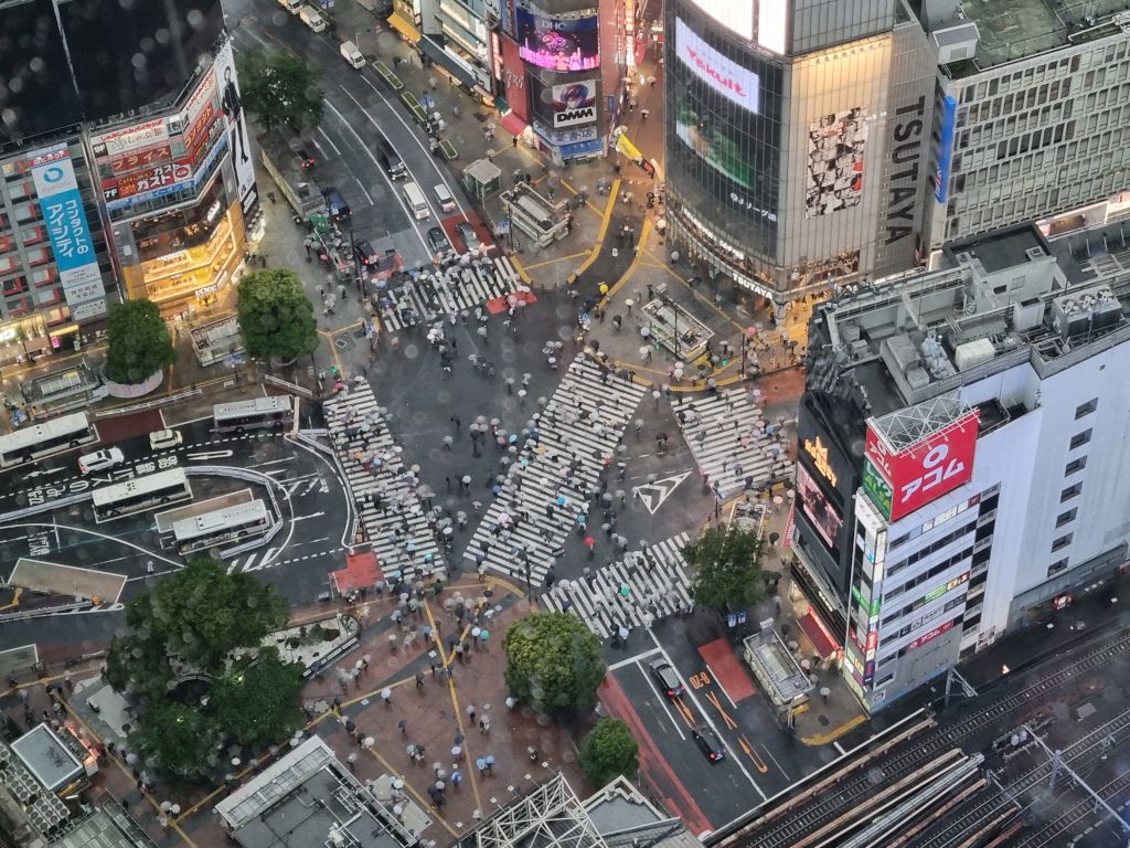 vistas del cruce de shibuya desde el shibuya sky