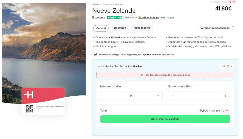 esim de holafly para nueva zelanda