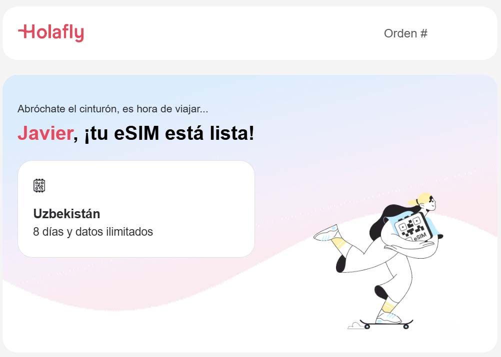 eSIM de HolaFly contratada para Uzbekistán