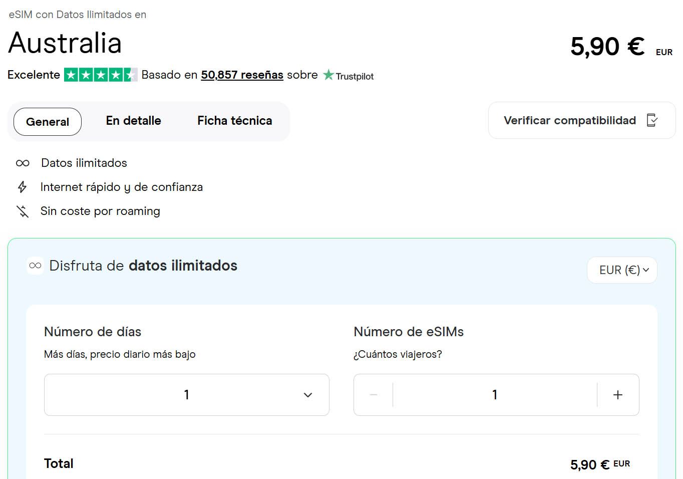 Precio de HolaFly para Australia